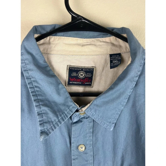 Wrangler Blue Short Sleeve Button Up Size 3XL - Picture 3 of 5